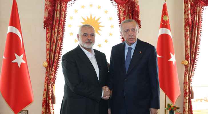 Turkish President Recep Tayyip Erdogan with Hamas Politburo Chief Ismail Haniyeh. (April 20, 2024) (Photo: Turkish presidency) 