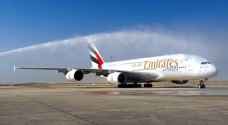 The Emirates A380 touches down in Amman for first scheduled service