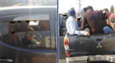 Overloaded pickup truck with 14 passengers caught in Amman