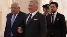 King Abdullah II, Crown Prince receive Palestinian President Mahmoud Abbas at Al Husseiniya Palace
