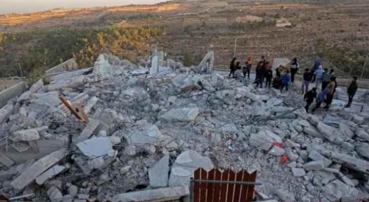 Palestinians demonstrate after IOF home demolishment