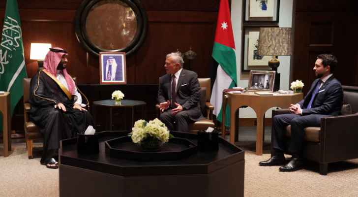 King holds talks with Saudi crown prince at Al Husseiniya Palace