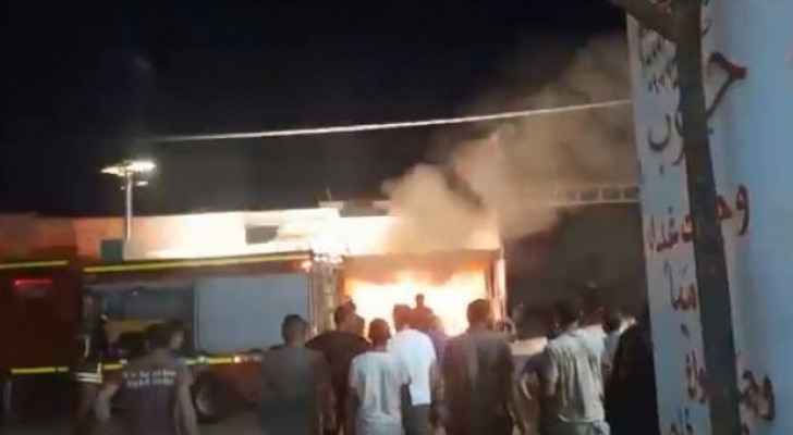 Vehicle catches fire inside maintenance center in Mafraq