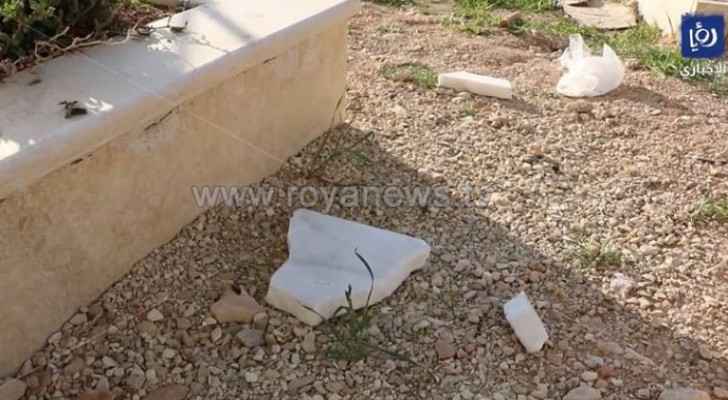 Gravestones inside cemetery in Zarqa found vandalized