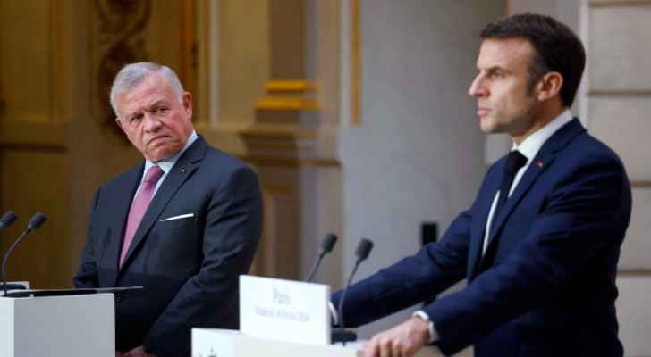 Macron warns against Israeli Occupation attack on Rafah during meeting with King Abdullah