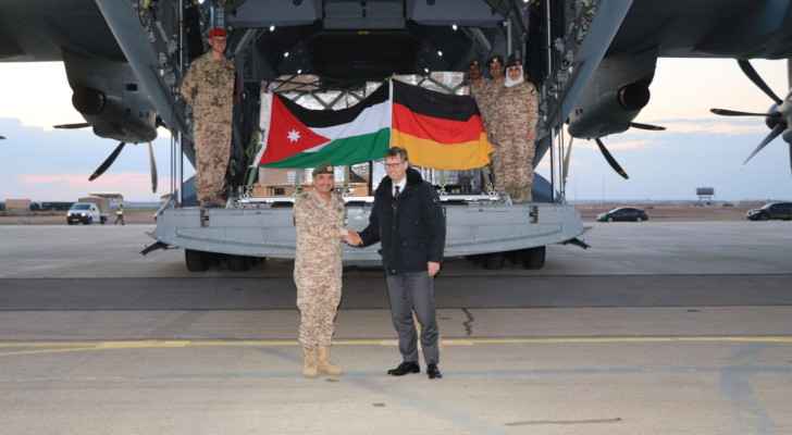 PHOTOS - Second German aid plane bound for Gaza arrives at Muwaffaq Salti Air Base