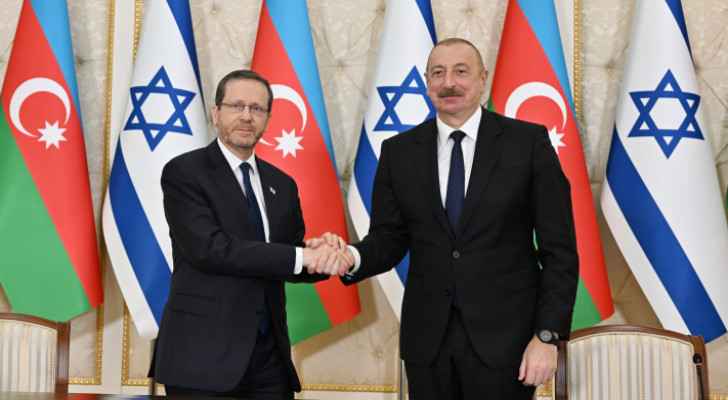 Israeli Occupation President Isaac Herzog with Azerbaijani President Ilham Aliyev