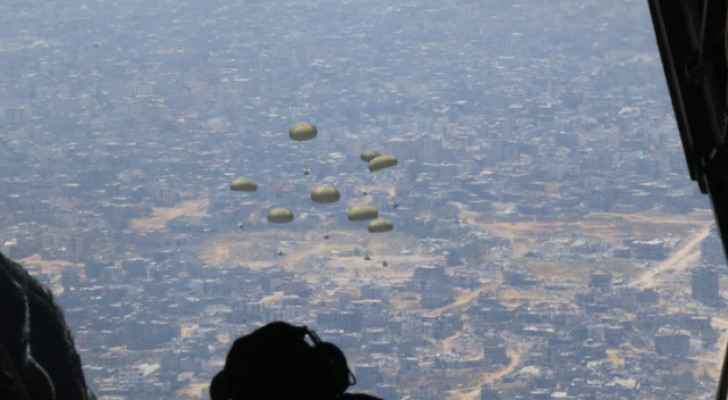 Jordan conducts 8 airdrops of aid to northern Gaza Strip with international participation