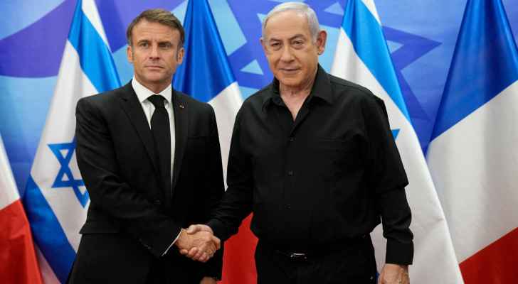 “Israeli” Prime Minister Benjamin Netanyahu and French President Emmanuel Macron (Jerusalem) (October 24, 2023) (Photo: AFP)