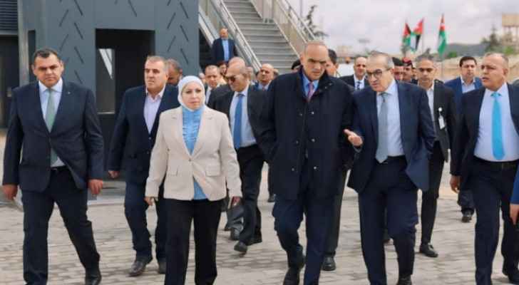 During Prime Minister Bisher Al-Khasawneh's inspection of the Amman Bus Rapid Transit routes and stations.