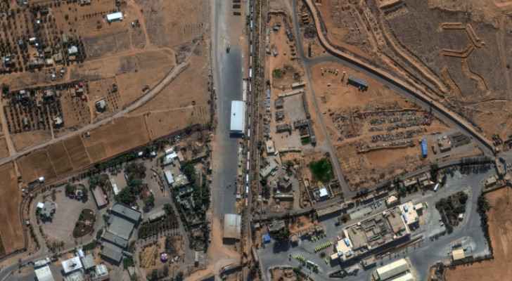 An aerial photo of the Rafah land crossing between Egypt and Gaza before the occupation stormed it