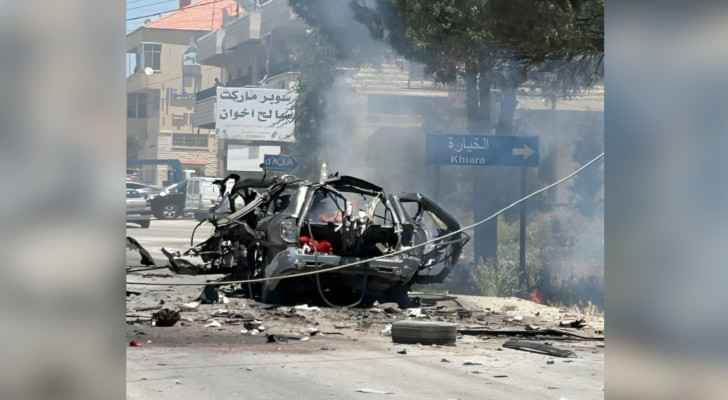 The car targeted by the "Israeli" drone strike. (June 22, 2024) 