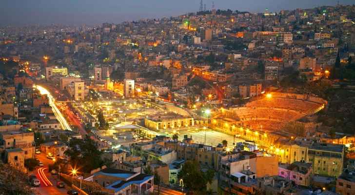 Aerial shot of Downtown Amman. 