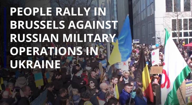 People rally in Brussels against Russian military operations in Ukraine