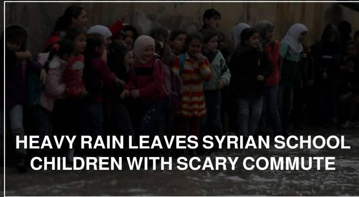 Heavy rain leaves Syrian school children with scary commute